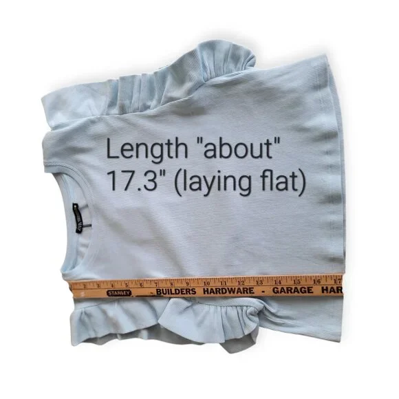 Zara sleeveless baby blue ruffled-sleeve Spring top size M NWT Sabrina Carpenter - Picture 9 of 13